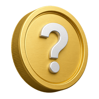물음표가 조각된 장식용 3D 금화가 등장하는 FAQ 페이지